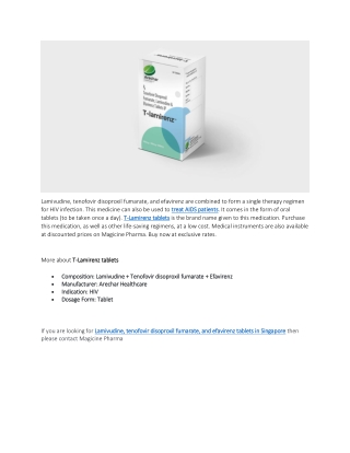 Lamivudine, tenofovir disoproxil fumarate, and efavirenz tablets in Singapore