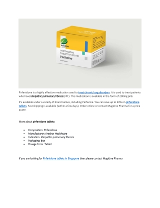 Pirfenidone tablets in Singapore