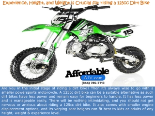 Experience, Height, and Weight is Crucial for riding a 125cc Dirt Bike