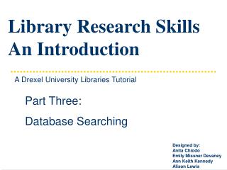 Library Research Skills An Introduction
