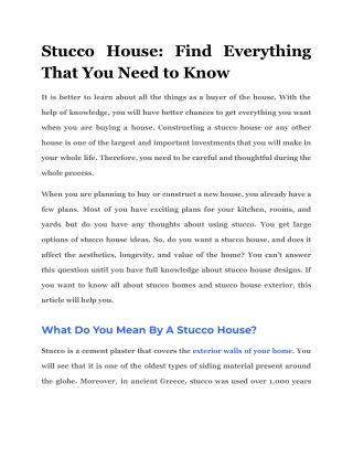 Stucco House: Find Everything That You Need to Know