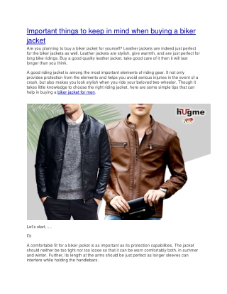 Important things to keep in mind when buying a biker jacket