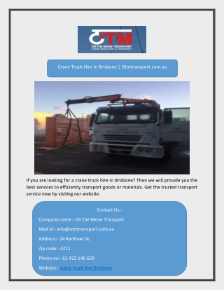 crane truck hire Brisbane