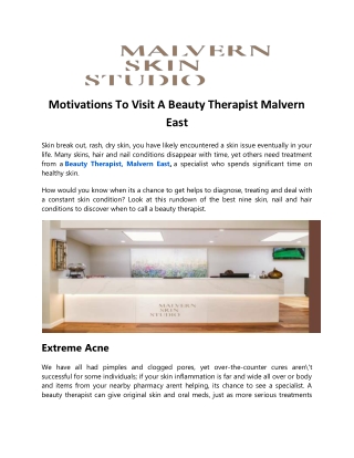 Motivations To Visit A Beauty Therapist Malvern East