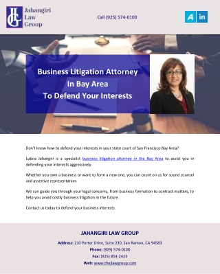 Business Litigation Attorney In Bay Area To Defend Your Interests