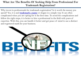 What Are The Benefits Of Seeking Help From Professional For Trademark Registrati