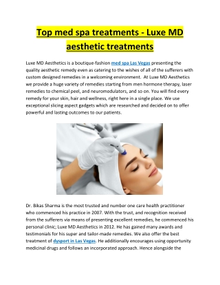 Top med spa treatment - Luxe MD aesthetic treatments