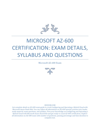 Microsoft AZ-600 Certification: Exam Details, Syllabus and Questions