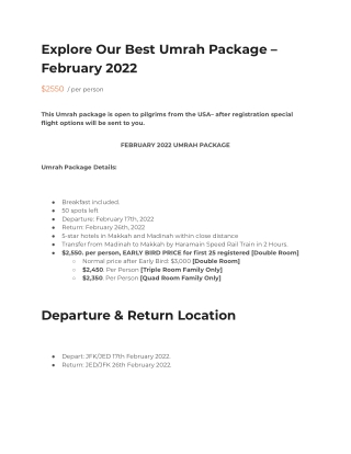Explore February Umrah Package 2022