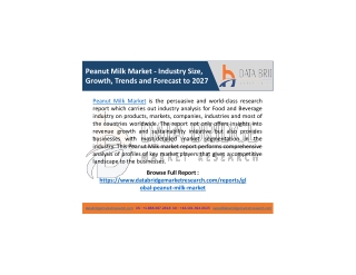 Peanut Milk Market Comprehensive Analysis, Geographical Segmentation, Size, Shar