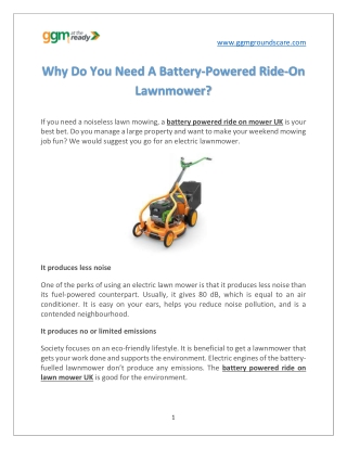 Why Do You Need A Battery-Powered Ride-On Lawnmower?