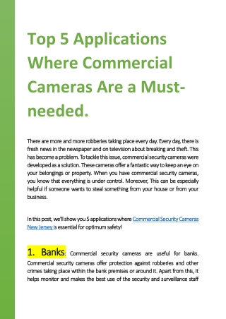 Top 5 Applications Where Commercial Cameras Are a Must-needed.