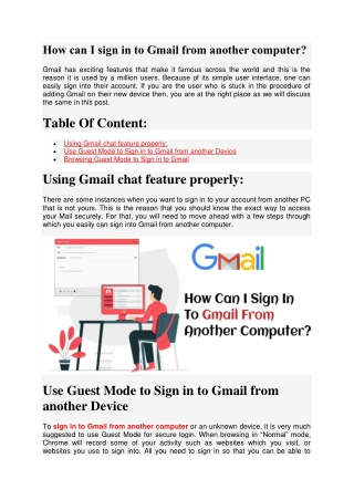 How can I sign in to Gmail from another computer