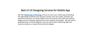 Best UI UX Designing Services for mobile app