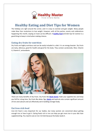 Healthy Eating and Diet Tips for Women