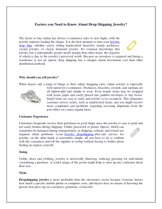Factors you need to know about dropshipping jewelry