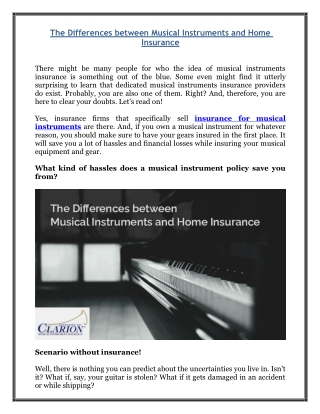 The Differences between Musical Instruments and Home Insurance