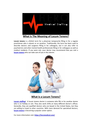What Is The Meaning of Locum Tenens
