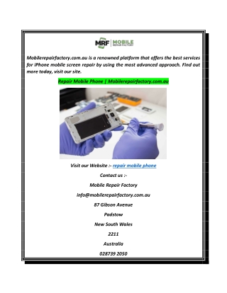Repair Mobile Phone  Mobilerepairfactory.com.au