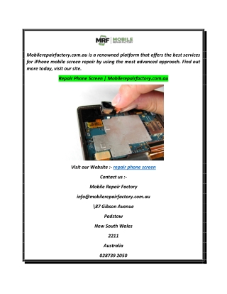 Repair Phone Screen  Mobilerepairfactory.com.au