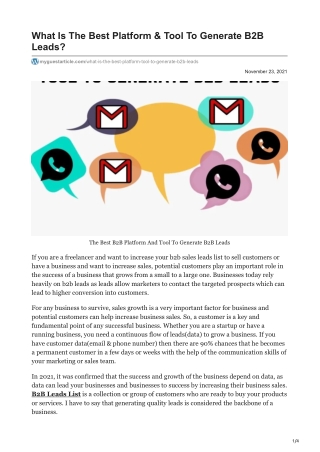1What Is The Best Platform amp Tool To Generate B2B Leads