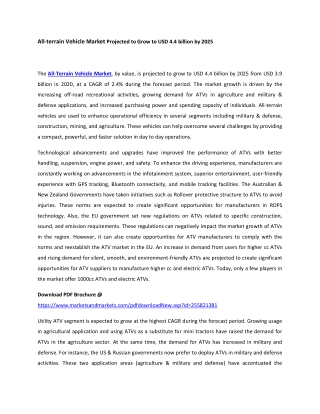 All-terrain Vehicle Market Projected to Grow to USD 4.4 billion by 2025