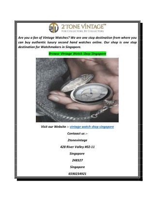 Browse Vintage Watch Shop Singapore