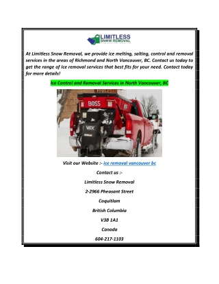 Ice Control and Removal Services in North Vancouver, BC