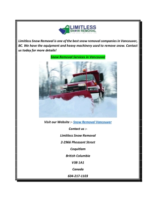 Snow Removal Services in Vancouver
