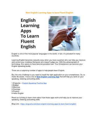 Best English Learning Apps to learn Fluent English