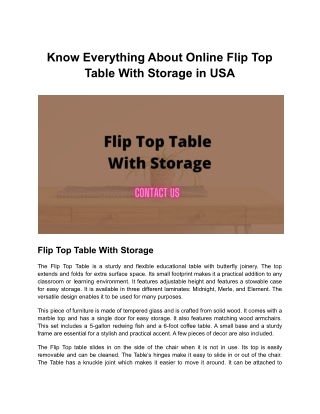 Know Everything About Online Flip Top Table With Storage in USA