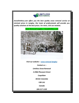 Snow Removal Langley  Snowlimitless.com