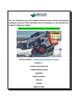 Commercial Snow Removal Services  Snowlimitless.com