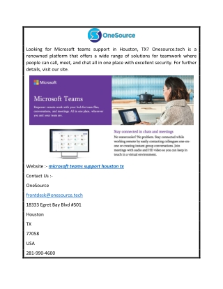 Microsoft Teams Support Houston TX   Onesource.tech