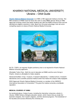 KHARKIV NATIONAL MEDICAL UNIVERSITY, Ukraine – Orbit Guide