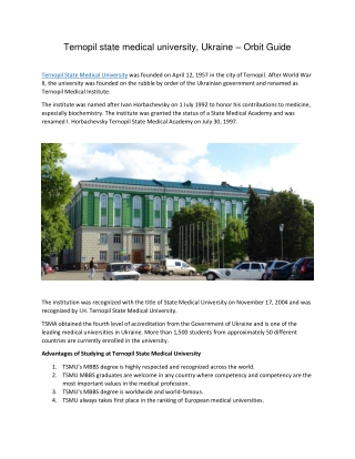 Ternopil state medical university, Ukraine – Orbit Guide