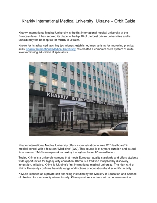 Kharkiv International Medical University, Ukraine – Orbit Guide