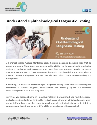 Understand Ophthalmological Diagnostic Testing