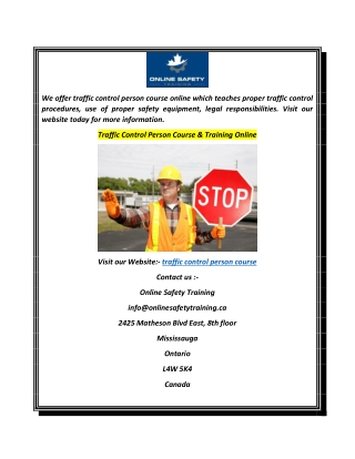 Traffic Control Person Course & Training Online