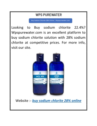 Buy Sodium Chlorite 28% Online  Wpspurewater.com