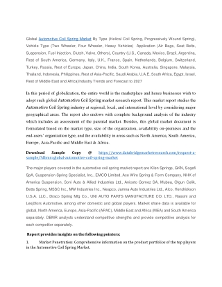 Automotive Coil Spring Market