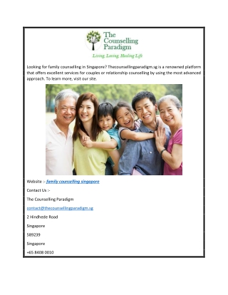 Family Counselling Singapore  Thecounsellingparadigm.sg