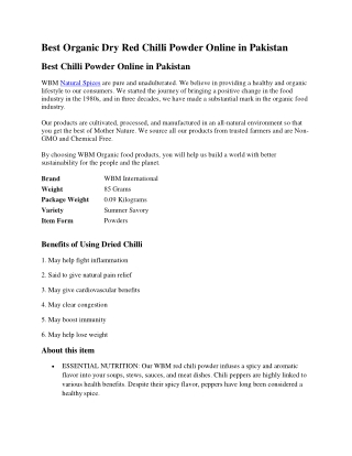 Best Organic Dry Red Chilli Powder Online in Pakistan