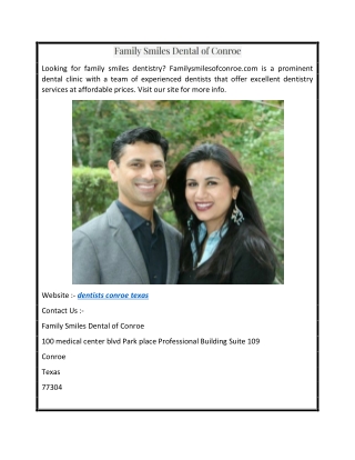 Dentists Conroe Texas  Familysmilesofconroe.com