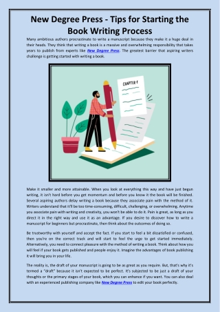 New Degree Press - Tips for Starting the Book Writing Process