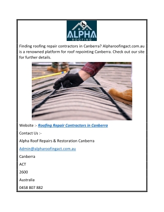 Roofing Repair Contractors in Canberra  Alpharoofingact.com.au