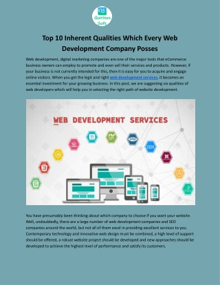 Top 10 Inherent Qualities Which Every Web Development Company Posses