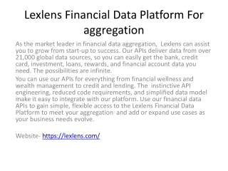 Lexlens Financial Data Platform For aggregation