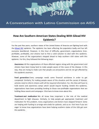 How Are Southern American States Dealing With Gilead HIV Epidemic