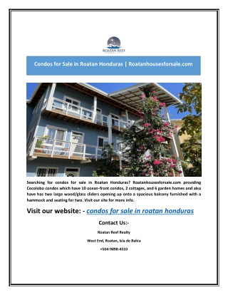 Condos for Sale in Roatan Honduras | Roatanhousesforsale.com